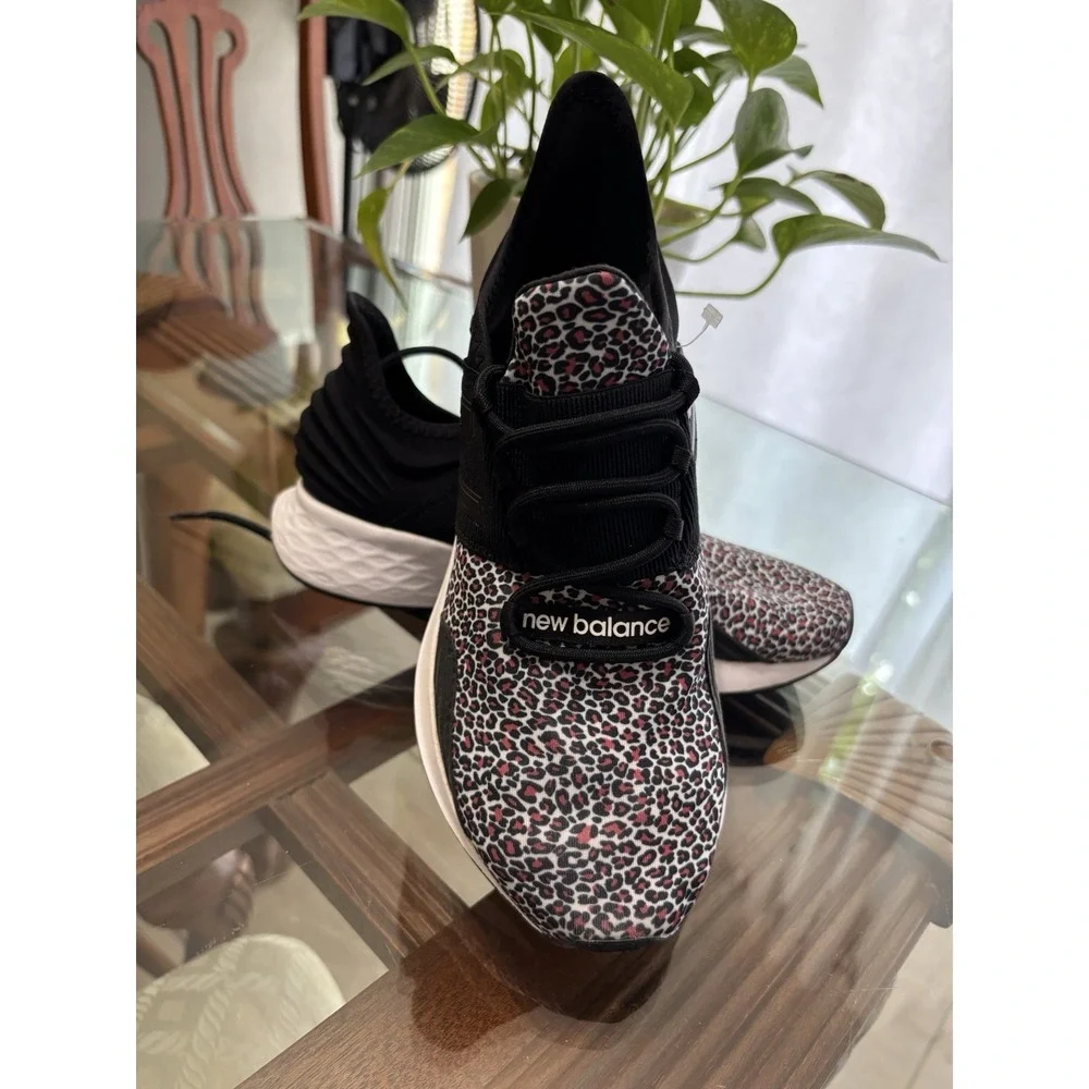New Balance Fresh Foam Roav Women's Black Leopard Lace-Up Low Top Mesh WROAVBV